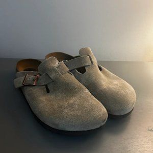 Birkenstock Betula Brown Suede Boston Clogs Size 45.5